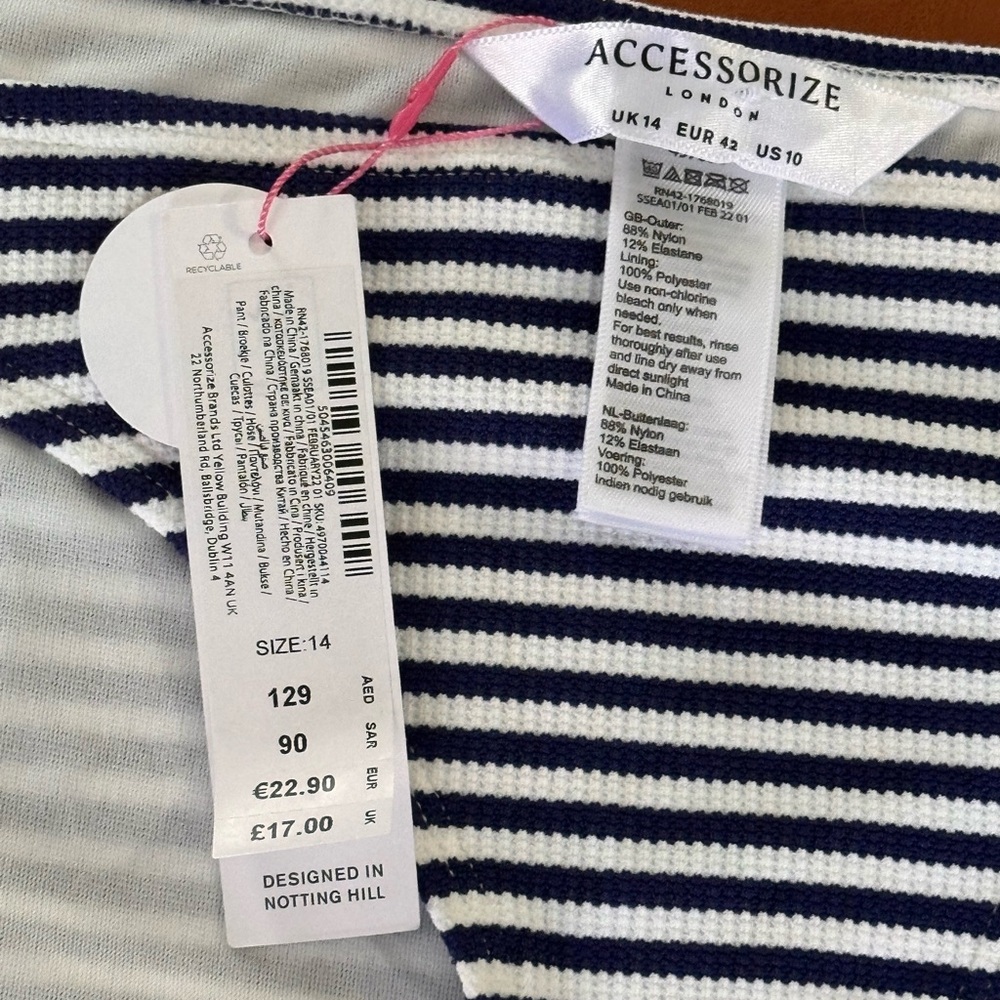 Accessorize Navy and White Striped Top